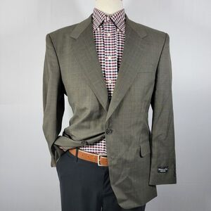 Kilburne Finch Mens Sport Coat Blazer Two Button Brown Plaid Poly Wool Blend 39R